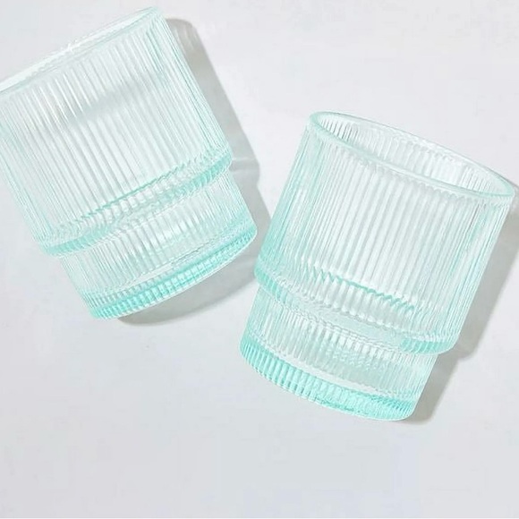 Jonathan Adler BIBA Ribbed Green Glasses Set of 2 - Picture 1 of 4
